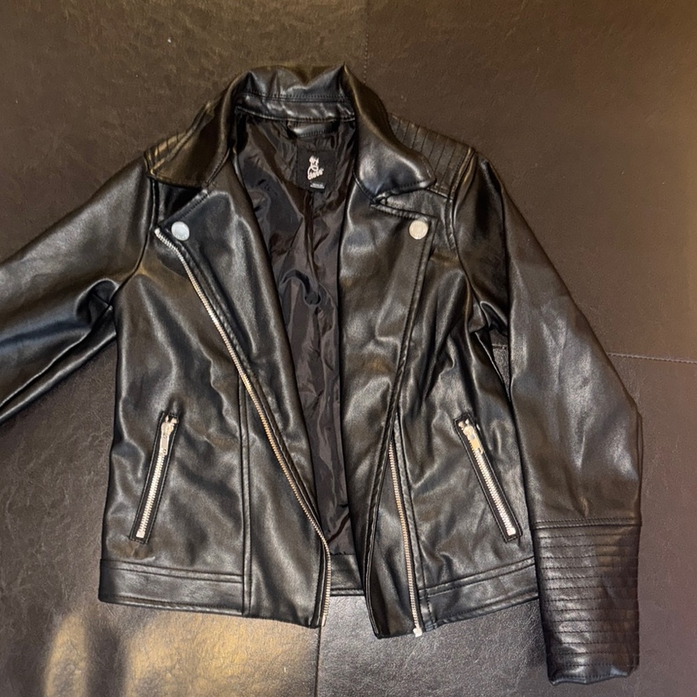 Girls Chic Black Faux Leather Jacket